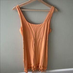 Lulu's Peach Sleeveless Dress with Fringe Detail